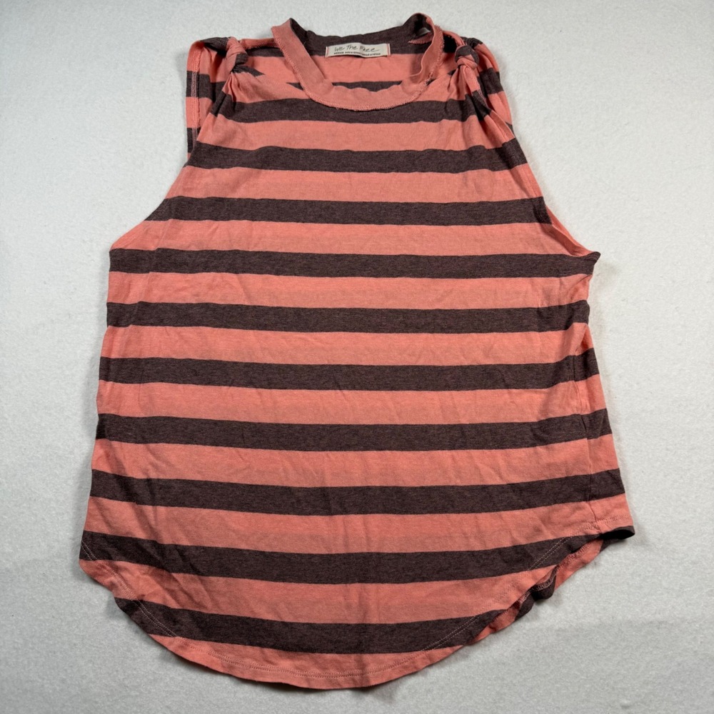 Free People We The Free Striped Knotted Shoulder Tank Top Pink Grey OB984392 M